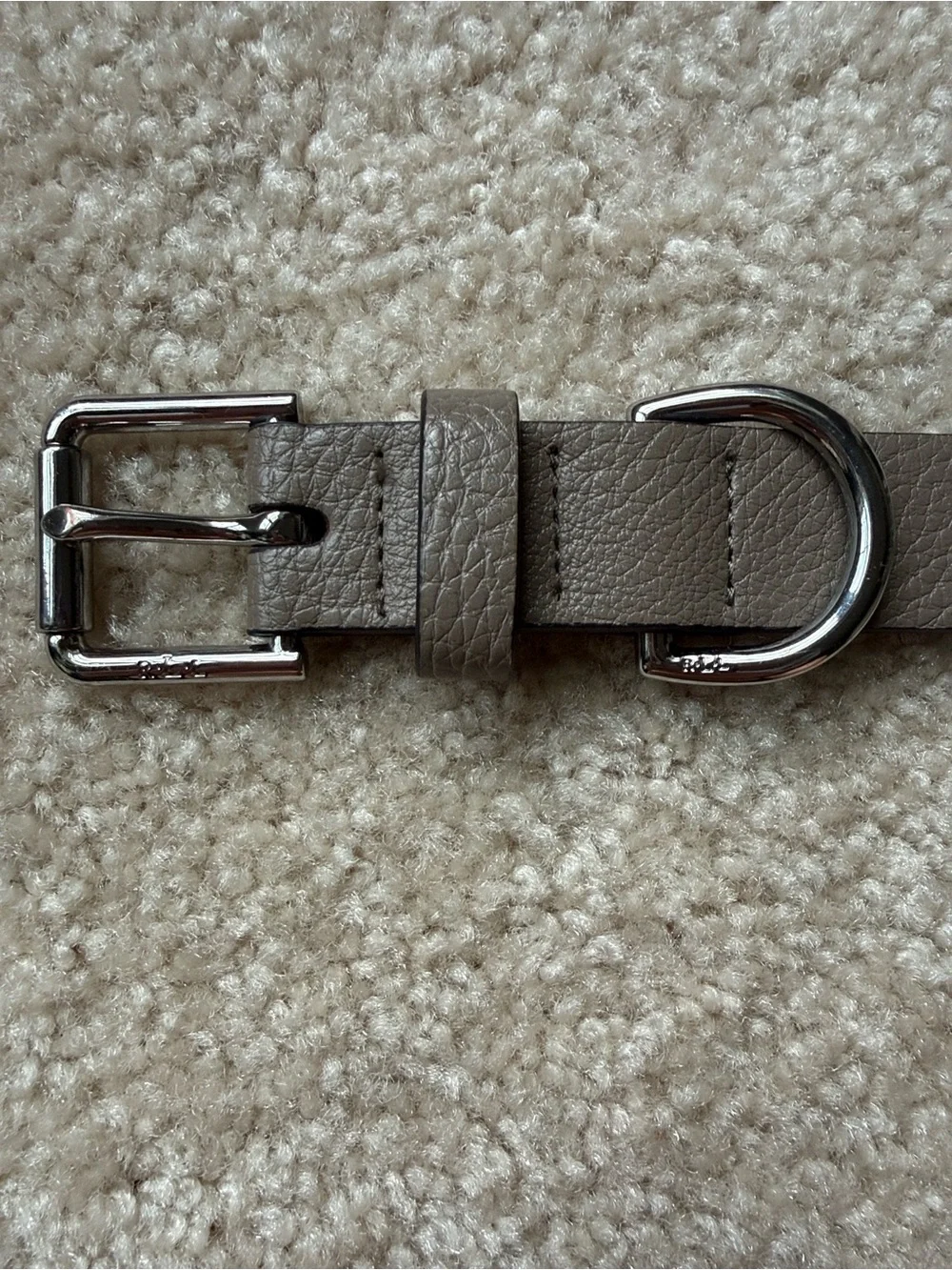 Lauren Ralph Lauren Neutral Taupe Women's Belt with Silver Buckle, Medium